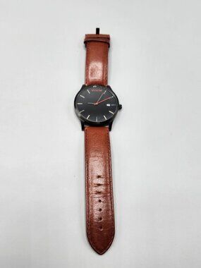 MVMT Men's Quartz Watch Brown Leather Strap Black Dial 3 ATM Water Resistant